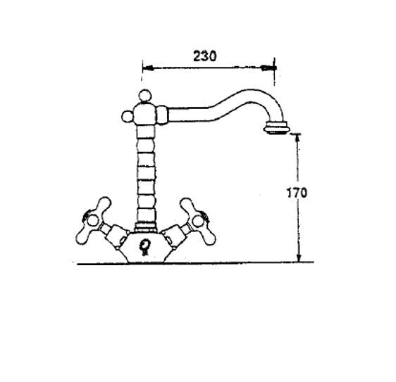 BT11 Classic deck mounted tap spout any length